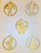 Drewniane bombki świąteczne DIY – ozdoby choinkowe, zestaw 5 szt.