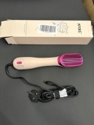 Apoke szczotka suszarka prostująca włosy różowa