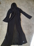 Ażurowy sweter damski peleryna z kapturem styl gottic