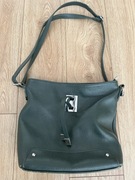 Włoska torebka listonoszka skóra naturalna zieleń butelkowa