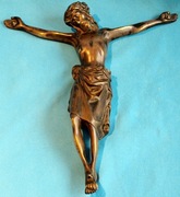 JEZUS CHRYSTUS stary odlew z brązu 29 x 27 cm. ANTYK