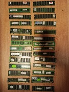 Zestaw starych pamięci RAM DDR DDR2 DDR3 28 sztuk WAGA:500G