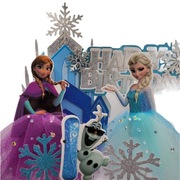 Topper Elsa i Anna  Olaf +10szt PŁATKI ŚNIEGU 