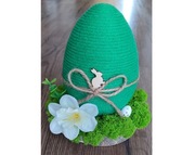 Stroik Wielkanocny Pisanka ze sznurka Mech Dekoracja świąteczna Drewno