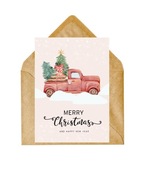 Kartka świąteczna samochód z choinkami