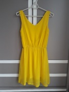 Żółta krótka sukienka na ramiączkach z tiulem gumka w pasie New Yorker S