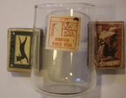 HUTA SZKŁA "WOŁOMIN" - SZKLANKA + ORYGINALNA STARA METKA - ETYKIETKA