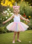 Strój przebranie kostium Jednorożec różowy spódnica opaska nowy 