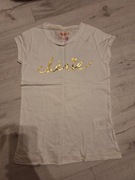 Nowa bluzka tshirt krótki rękaw cherie r.134 9 lat bawełna biel wiosna lato