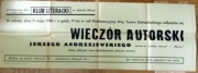 Afisz o wieczorze autorskim J.Andrzejewskiego 1946