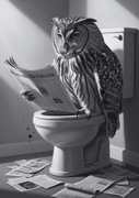 Sztywny plakat na ścianę Sowa w toalecie Obraz prezent A3