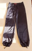 Atłasowe, satynowe spodnie alladynki haremki cargo 38 M czarne