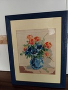 Chabry bukiet haft krzyżykowy obraz rama ramka 