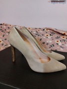 Buty czółenka bravo moda beżowe nowe 38 złoty obcas