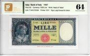 1000 LIRE 1947 Grading TQG MS64