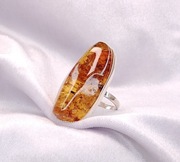 Pierścionek - Srebro i Bursztyn
