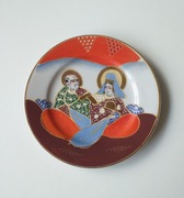 Japoński talerz deserowy ręcznie malowany sygnow.