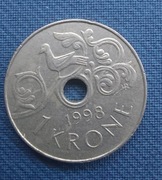 Moneta Norwegia 1 korona 1998
