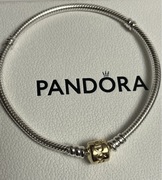 Pandora oryginał srebrna bransoletka ze złotym zapięciem 585 rozmiar 21 cm