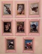 ZEA  Ajman 1973 Mi 2829-44  B tygrys panda 8 x 1-blok CIĘTY ideał 1/2 kompl