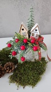 Stroik świąteczny "Leśne chatki" w kubku na prezent do domu do pracy 