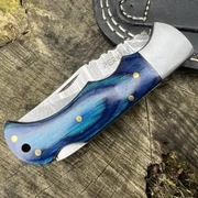 Perkin Nóż Składany 16,5cm- Stal Damasceńska, Lock Back, etui