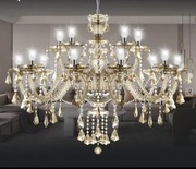 OGROMNY ŻYRANDOL KRYSZTAŁOWY 15-RAMIENNY 100CM kolor koniakowy NOWY!