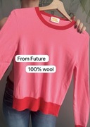 Sweter 100% wełna wool from future różowy jesień zima