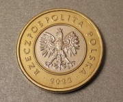 2 zł 2022 r. DESTRUKT... PRZESUNIĘTY RDZEŃ, znak mennicy z brodą..