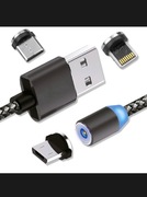 Kabel magnetyczny 3w1 USB - USB C ,Microusb,IPhone 1metr