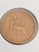 half penny pół pensa  1880