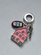 Srebrny charms 3 zawieszki w jednym klucze samochód dom srebro S 925