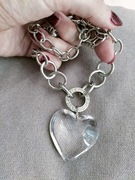 Piękny unikatowy naszyjnik z kryształowym sercem vintage Pinterest 