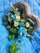 Kompozycja na wielkanoc niebieska Biała. Gałązkowe serce 