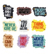 NAKLEJKA NASZYWKA ŁATKA ODZIEŻ KOLOROWE NAPISY ZESTAW 9 SZTUK