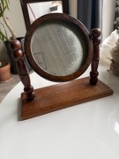 Drewniane lustro lusterko toaletowe rustykalne obrotowe vintage