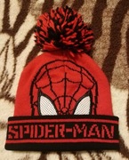 gruba czapka zimowa Spider-man dziecięca chłopięca z pomponem