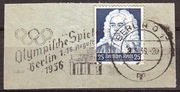DR, Mi 575, zn. stempl. okolicznościo. na wycinku, XI Olimpiada Berlin 1936