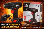 WKRĘTARKA AKUMULATOROWA FERM 20V MOCNA ZESTAW Z AKU + ŁAD - NOWA 
