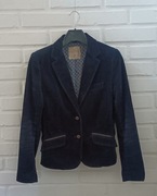 Marynarka damska sztruksowa z łatami granatowa żakiet bawełna H&M r. 40