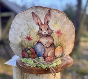 Decoupage na hubie - „zając z jajkami”