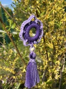 Brelok makrama rozeta fiolet OKAZJA / hand made.