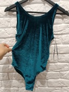 Body Zara welurowe butelkowa zielen S  aksamit