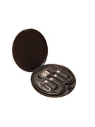 Podręczny czarny zestaw adapter USB A, C, mikro, lightning na prezent