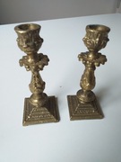 Komplet dwóch świeczników mosiężnych starych