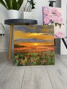 Obraz olejny ręcznie malowany “maki na zachodzie słońca”