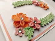 Kartka okazyjna - kwiaty różowe quilling