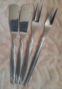 Prinz Neosil zestaw 4 sztuki vintage noże widelce do przystawek retro