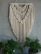 MAKRAMA  BOHO KREMOWA na ścianę ze sznurka 70 x 40