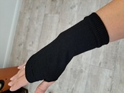 Mitenki, rękawiczki bez palców - czarne, krótkie, dzianinowe